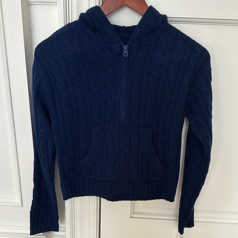New w tags Navy Blue Cable Knit Hoodie